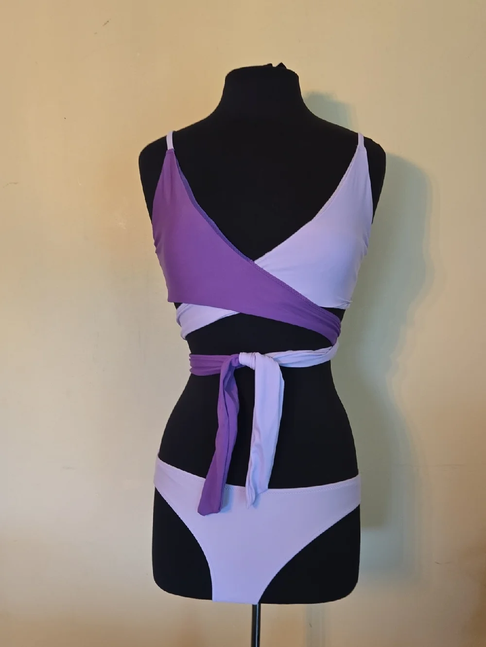 aerie Purple Colorblock Wrap Bikini Set
